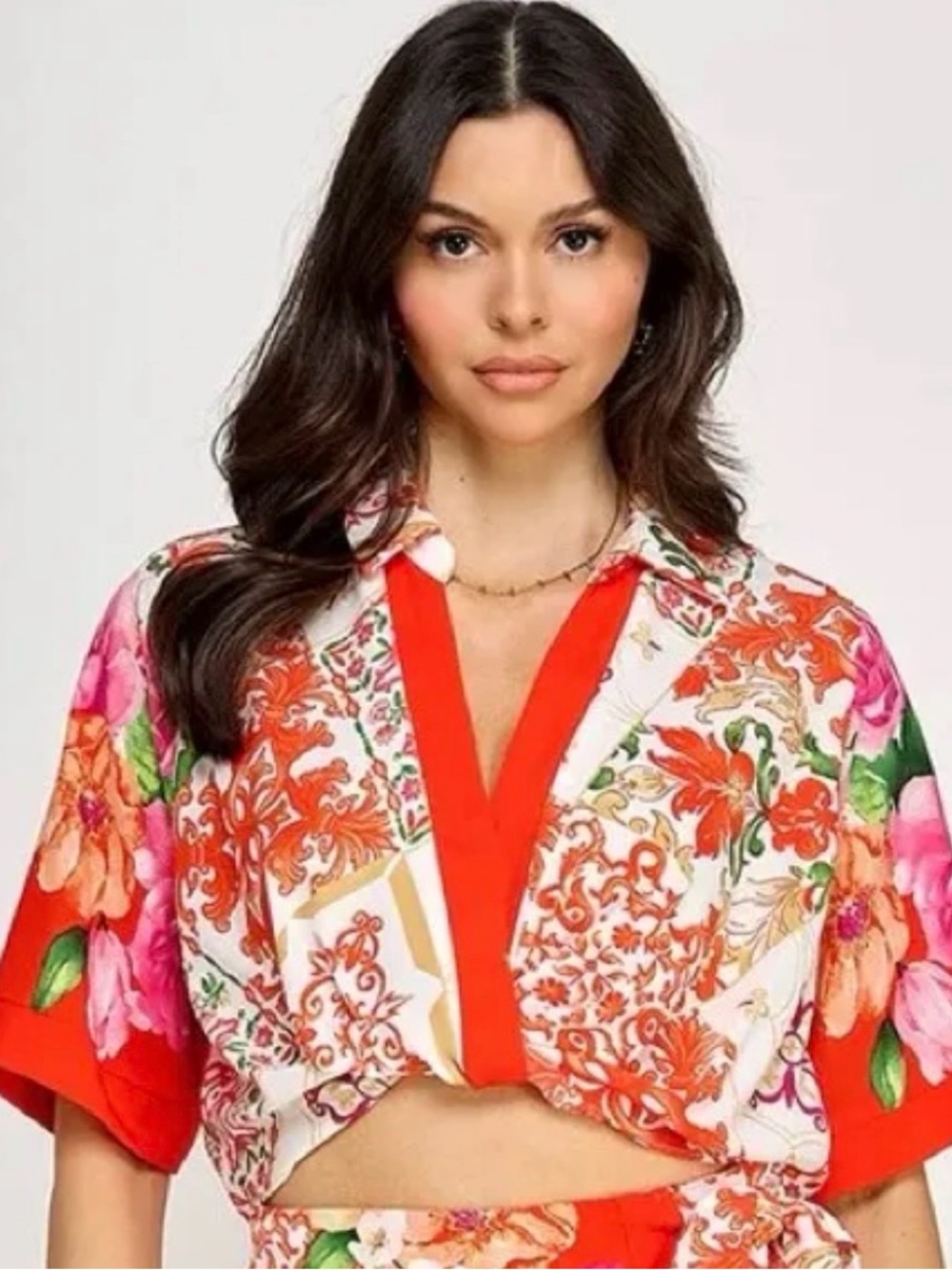 #1365 LuluMari  Floral wrap top
